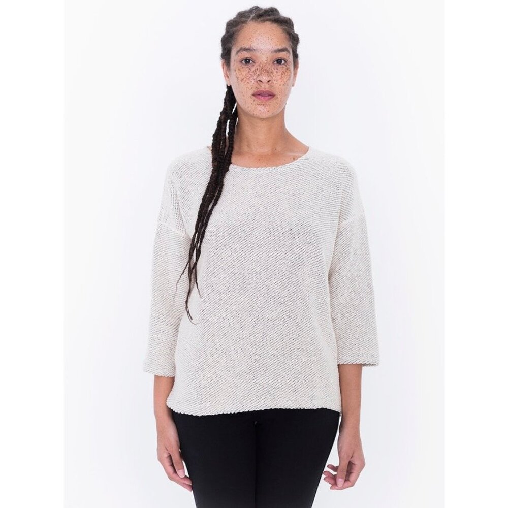 AMERICAN APPAREL Reversible Easy Batwing Sleeve Relaxed Sweater (Natural, XS-M)